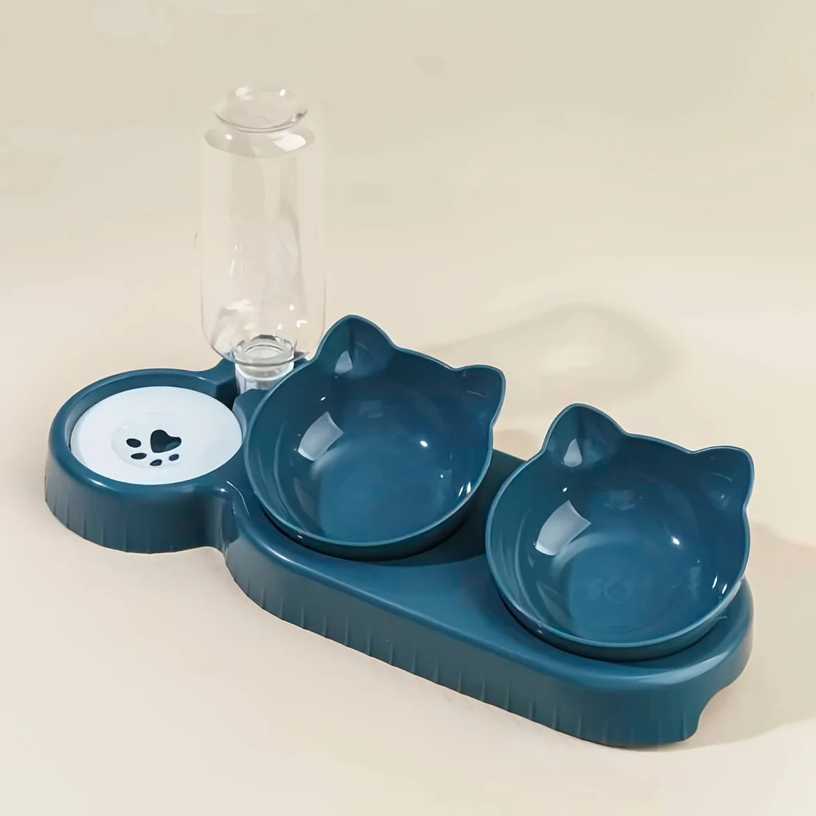 Gamelle chat 3 en 1 - Bols inclinés et distributeur d'eau