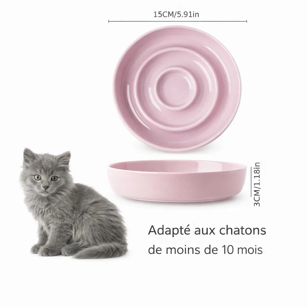 Gamelle chat céramique - Bol lent spirale anti régurgitation