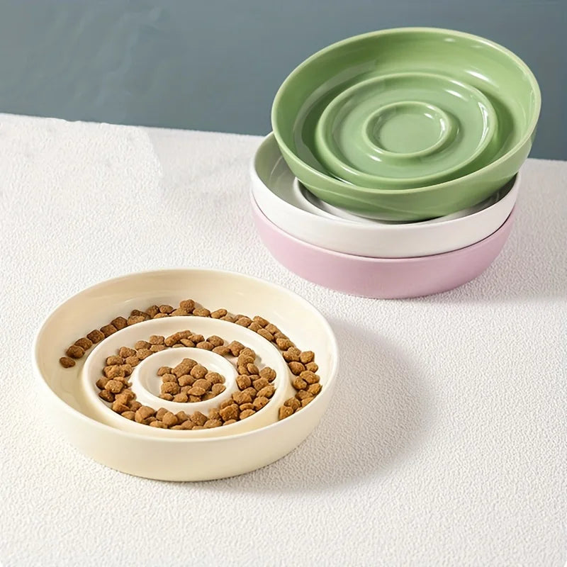 Gamelle chat céramique - Bol lent spirale anti régurgitation