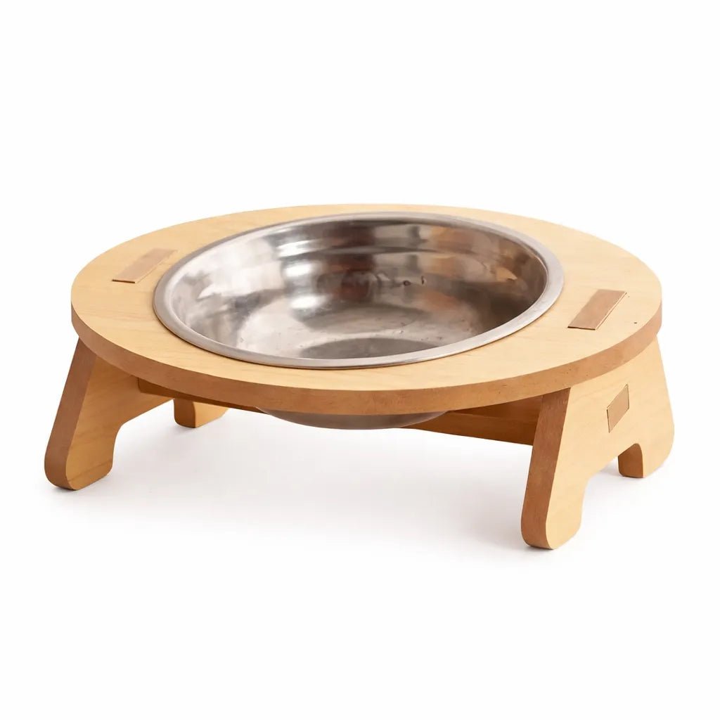 Gamelle chat surélevée en bois et inox - Simple ou double