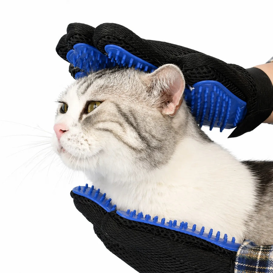 Gant brosse chat silicone - Toilettage massage anti-poils