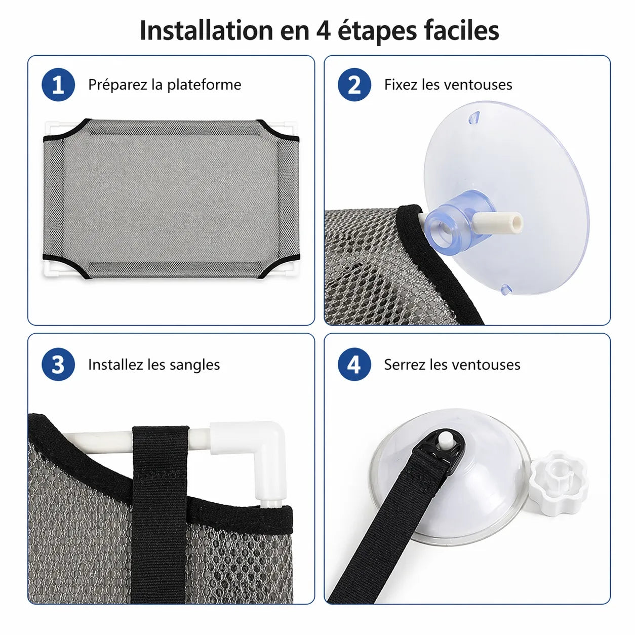 Hamac pour chat à ventouses - Double étage respirant