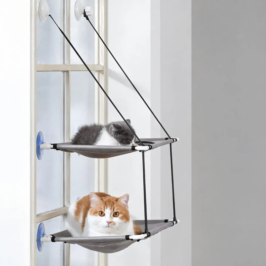 Hamac pour chat à ventouses - Double étage respirant