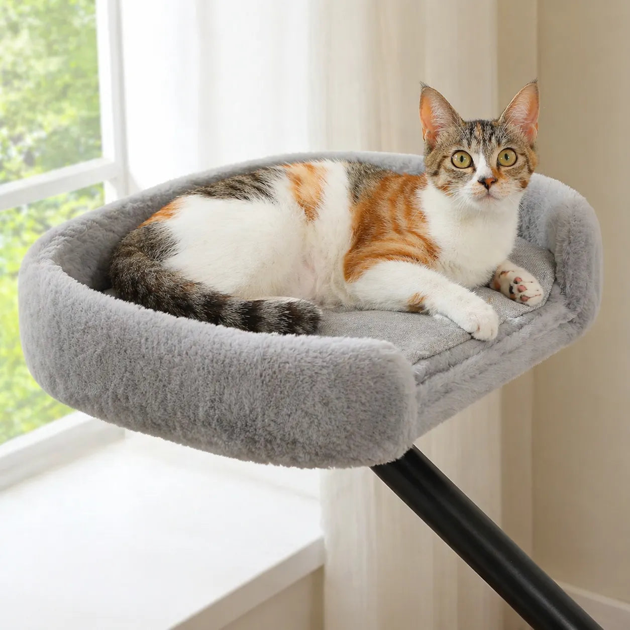 Hamac pour chat de bureau - Bras rotatif 360° et fixation pince