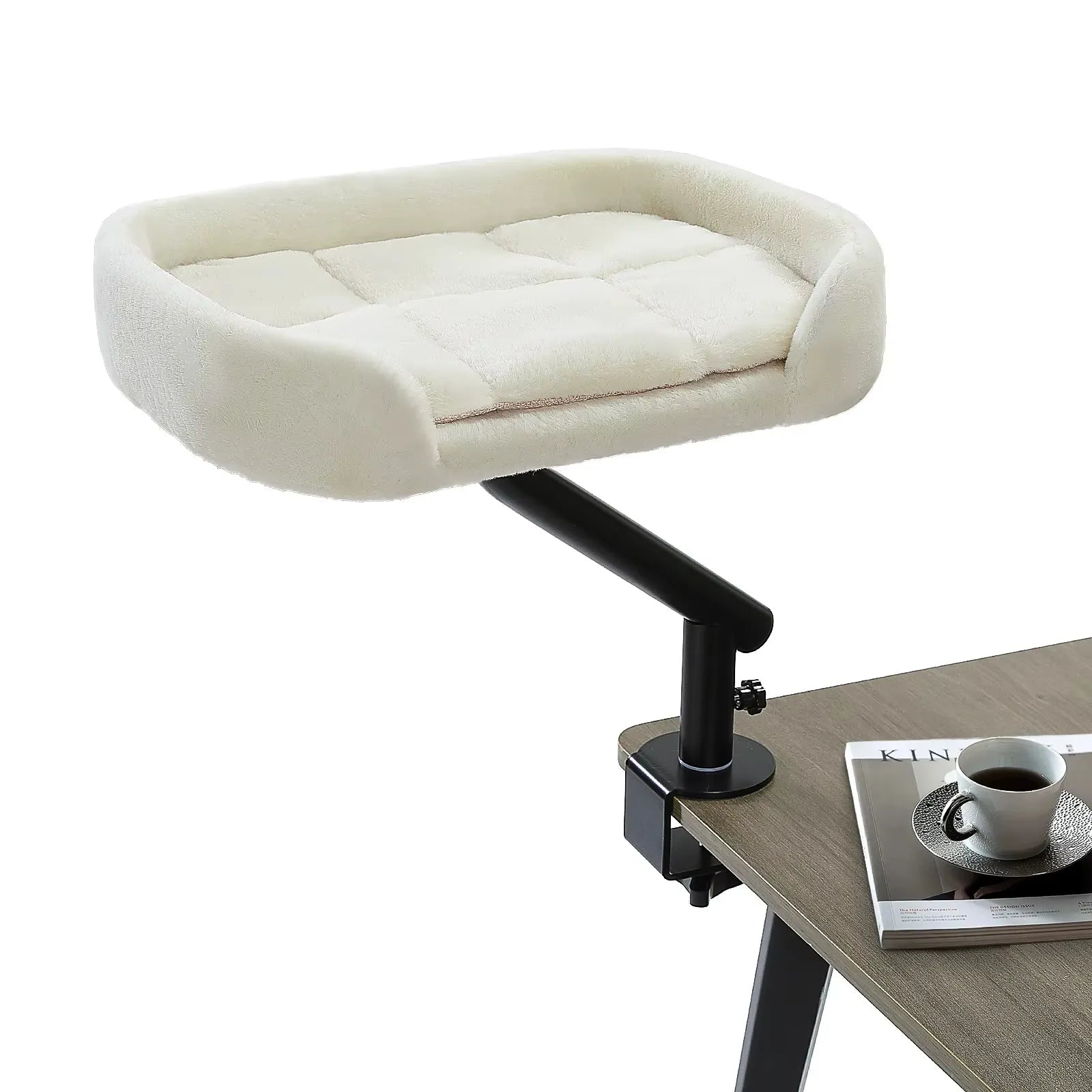 Hamac pour chat de bureau - Bras rotatif 360° et fixation pince