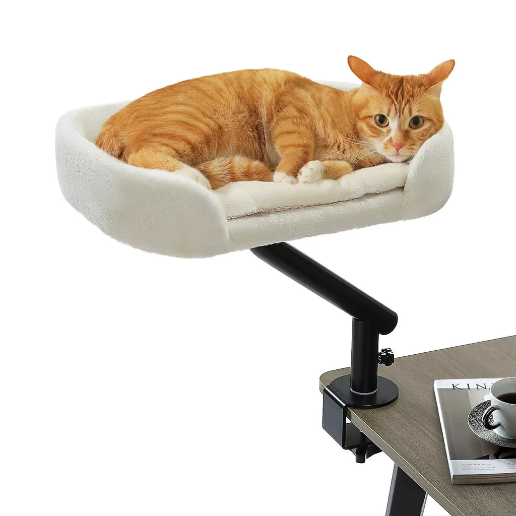Hamac pour chat de bureau - Bras rotatif 360° et fixation pince