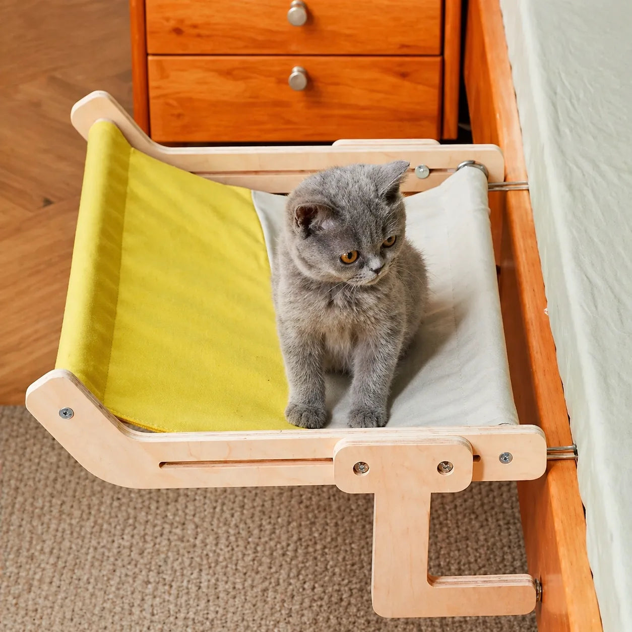 Hamac pour chat en bois - Nid suspendu confortable et durable