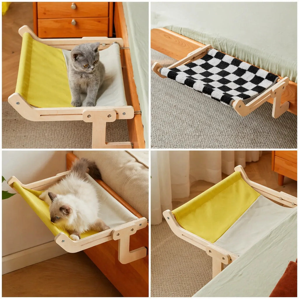 Hamac pour chat en bois - Nid suspendu confortable et durable