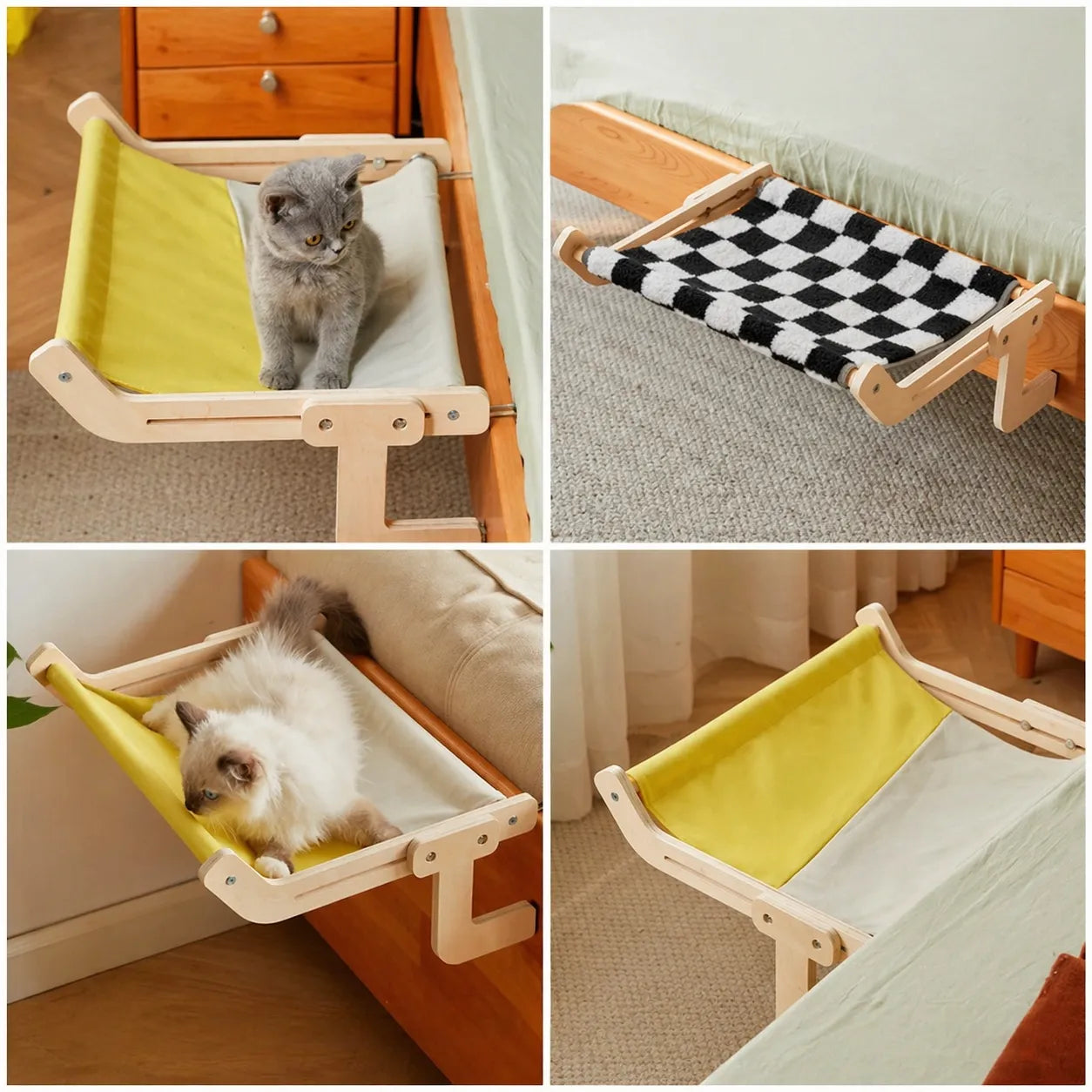 Hamac pour chat en bois - Nid suspendu confortable et durable