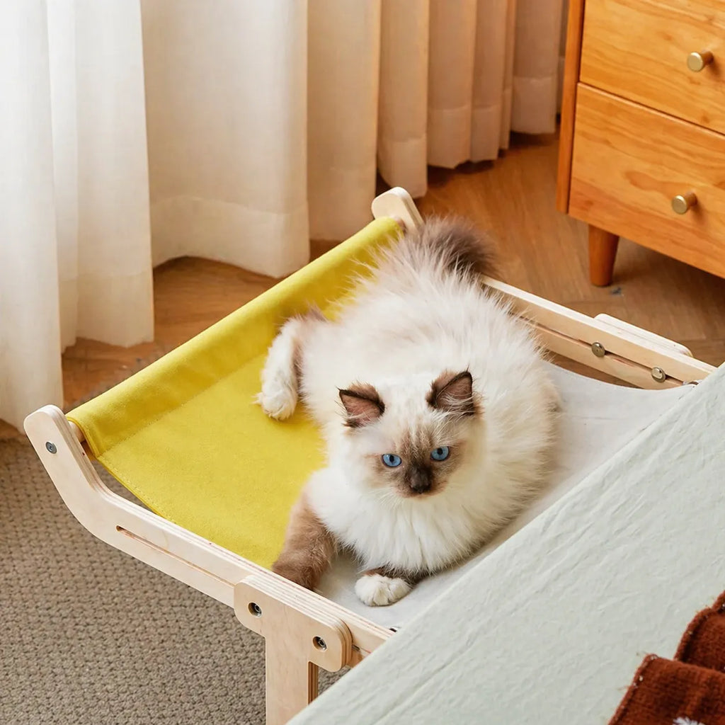 Hamac pour chat en bois - Nid suspendu confortable et durable