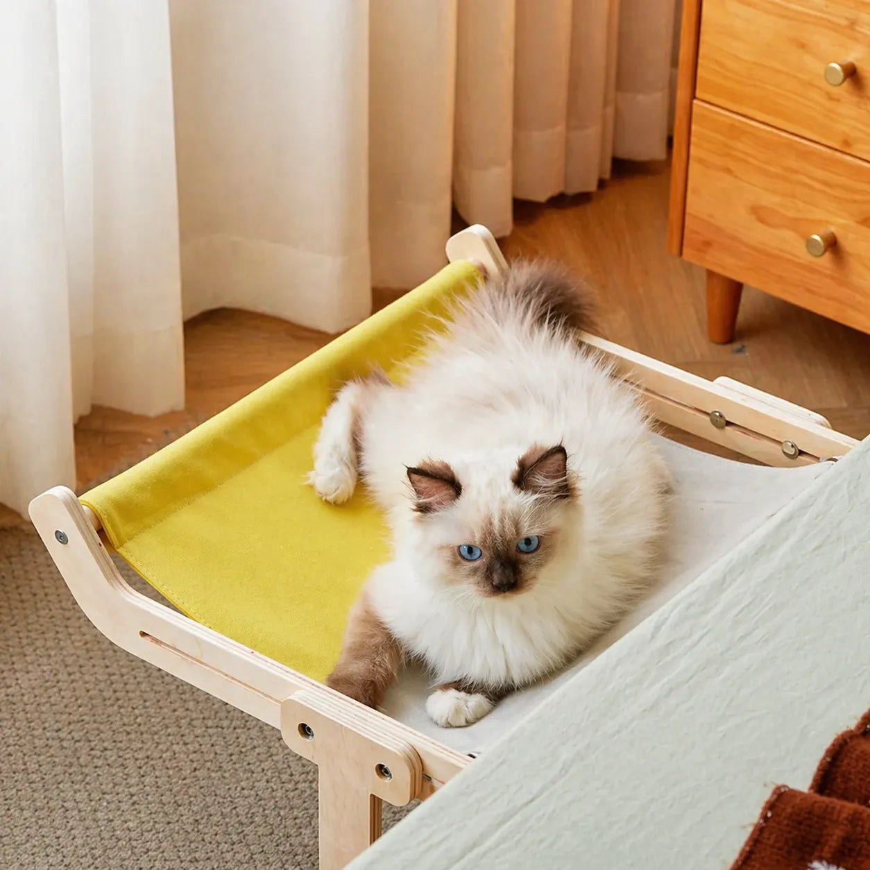 Hamac pour chat en bois - Nid suspendu confortable et durable