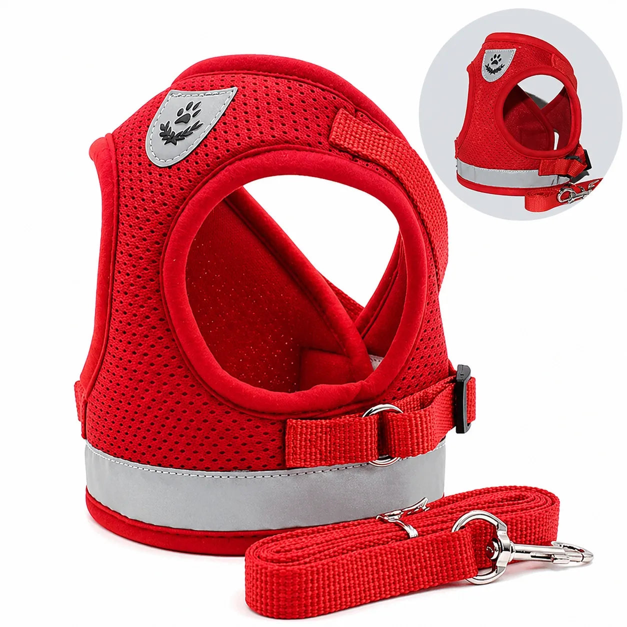 Harnais chat maille respirante - Réglable réfléchissant XS à XL