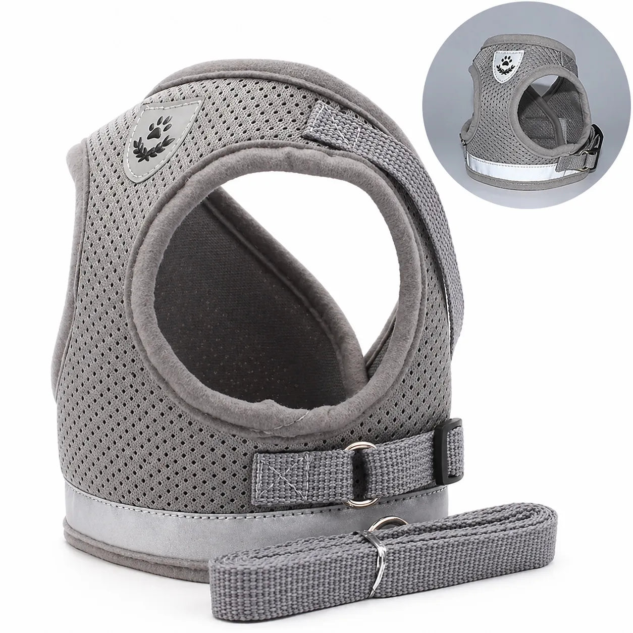 Harnais chat maille respirante - Réglable réfléchissant XS à XL