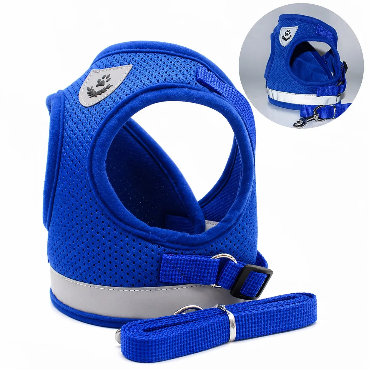 Harnais chat maille respirante - Réglable réfléchissant XS à XL
