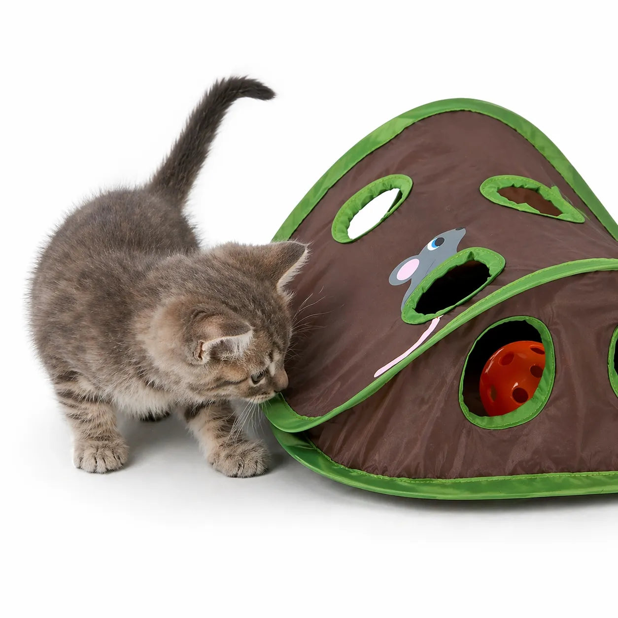 Jeu pour chat tunnel 9 trous - Jouet interactif souris et balle