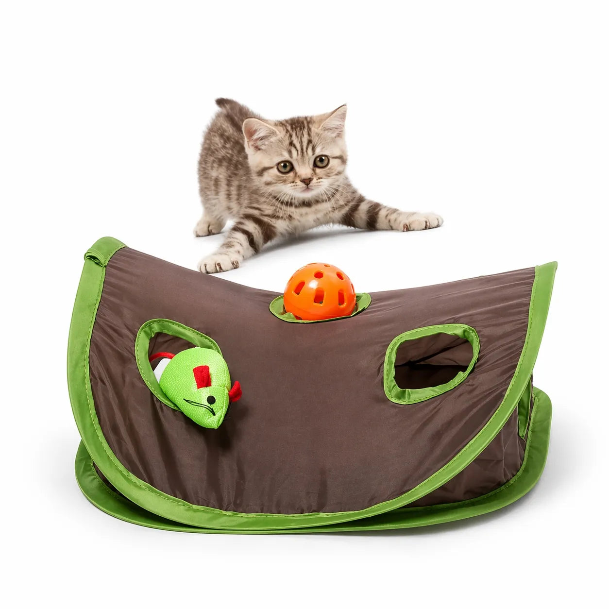 Jeu pour chat tunnel 9 trous - Jouet interactif souris et balle