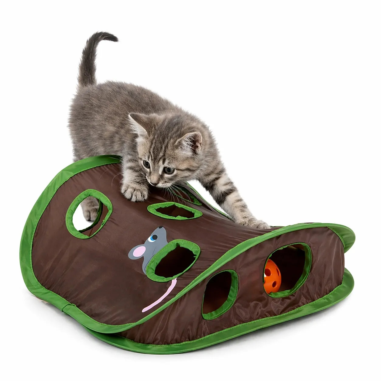 Jeu pour chat tunnel 9 trous - Jouet interactif souris et balle