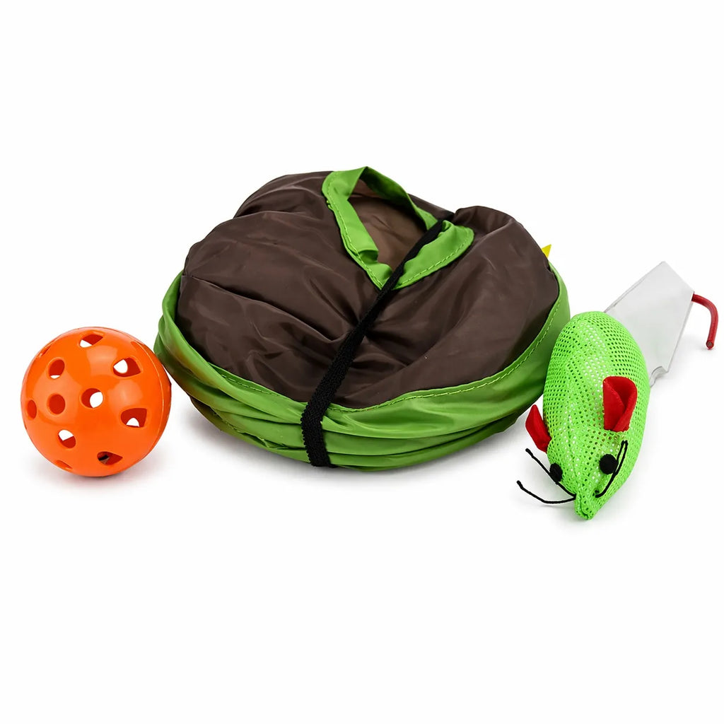 Jeu pour chat tunnel 9 trous - Jouet interactif souris et balle