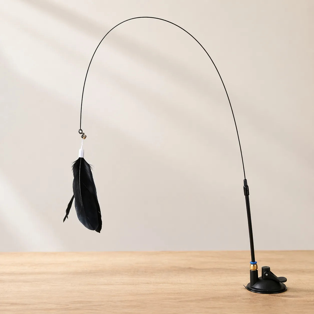 Jouet chat interactif baguette ventouse - Plumes naturelles