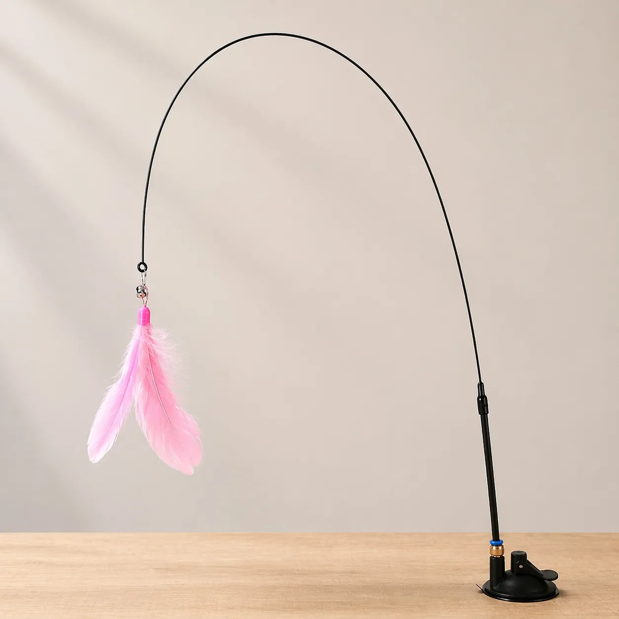 Jouet chat interactif baguette ventouse - Plumes naturelles