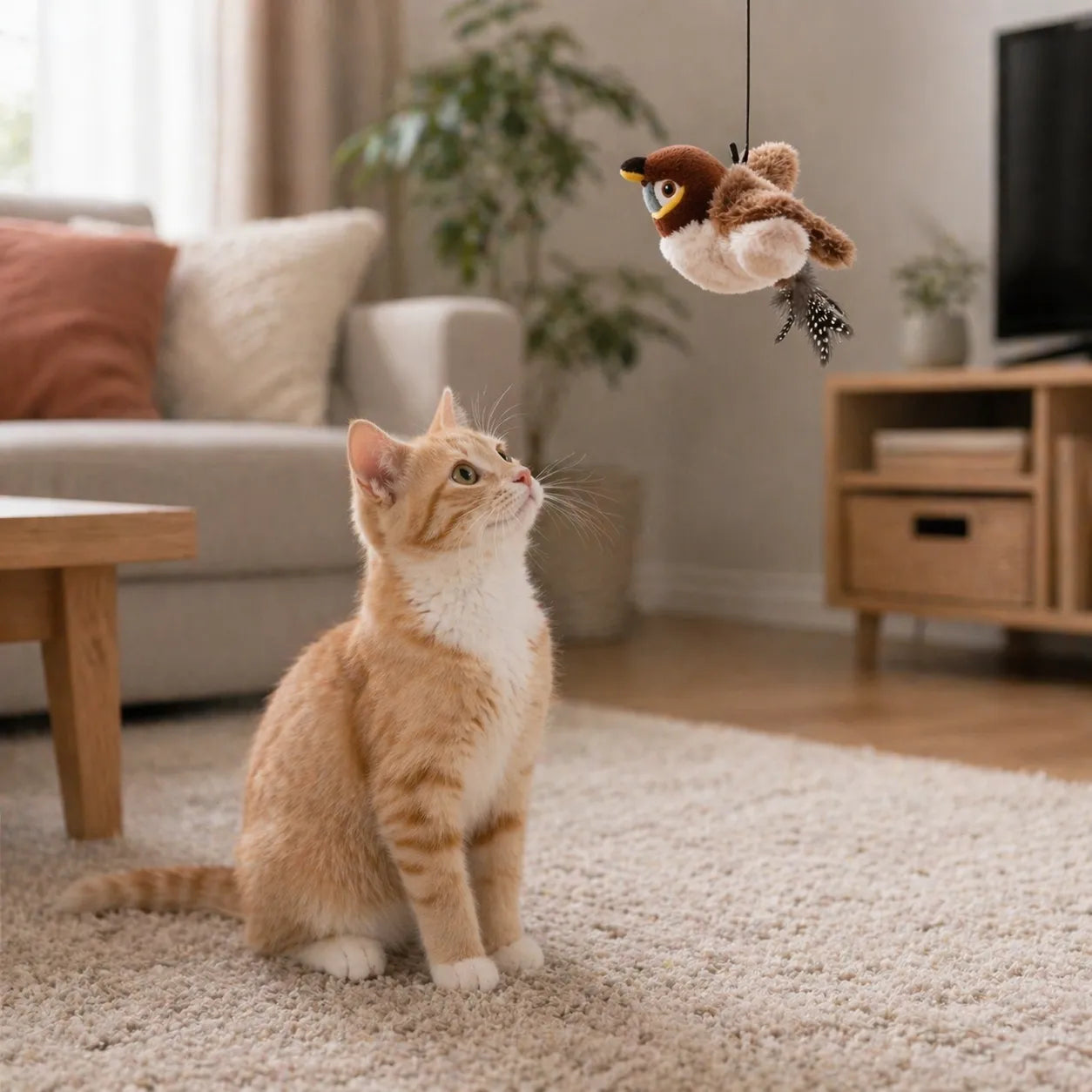 Jouet chat interactif oiseau battant | Rechargeable USB