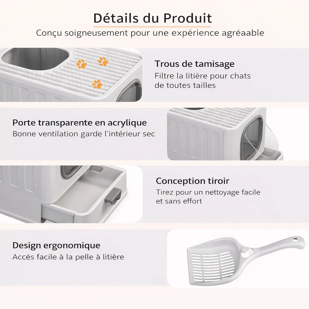 Litière ouverture par le haut - Hygiène et confort chat