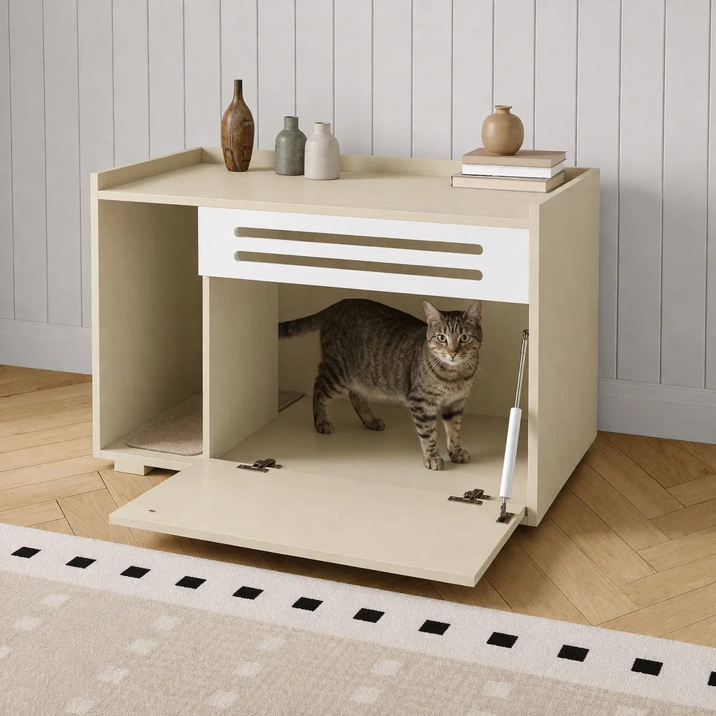 Meuble cache litière chat - Table d'Appoint pour Chat