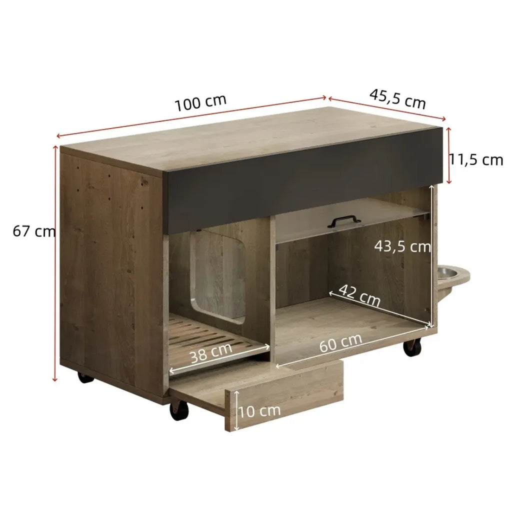 Meuble litière à chat - Design bois multifonctionnel