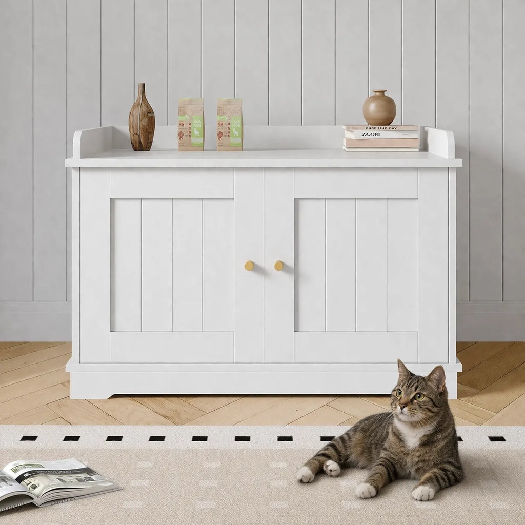 Meuble litière chat bois - Armoire Bois Dissimulée pour Chat
