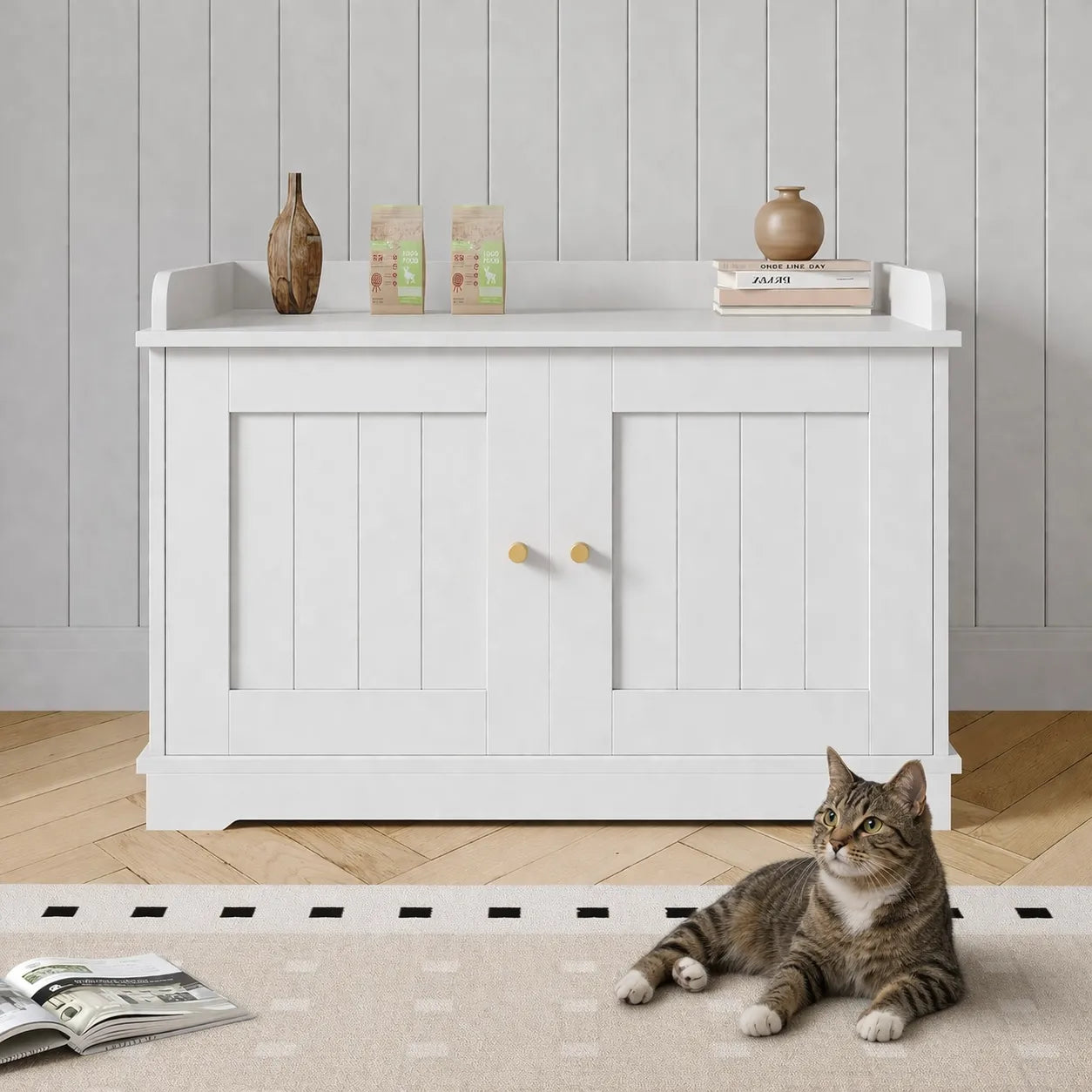 Meuble litière chat bois - Armoire Bois Dissimulée pour Chat