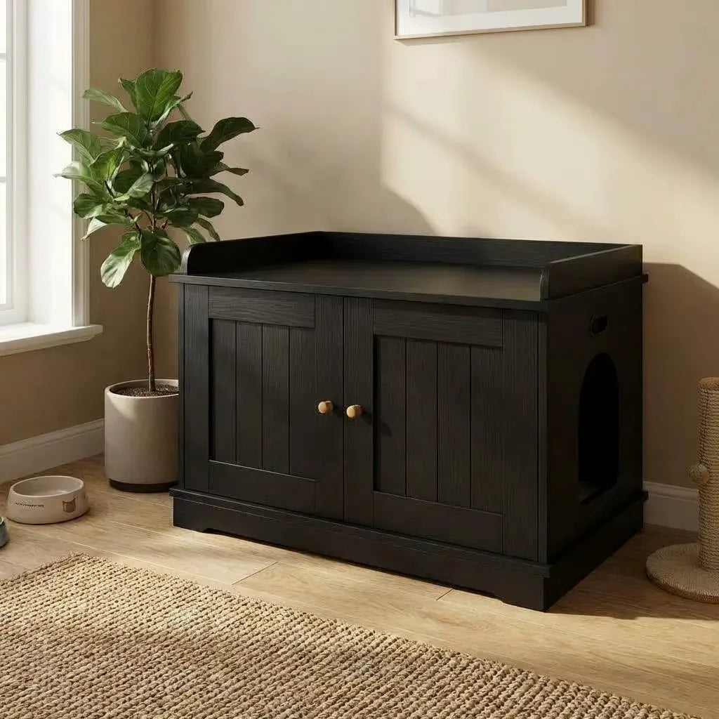 Meuble litière chat bois - Armoire Bois Dissimulée pour Chat