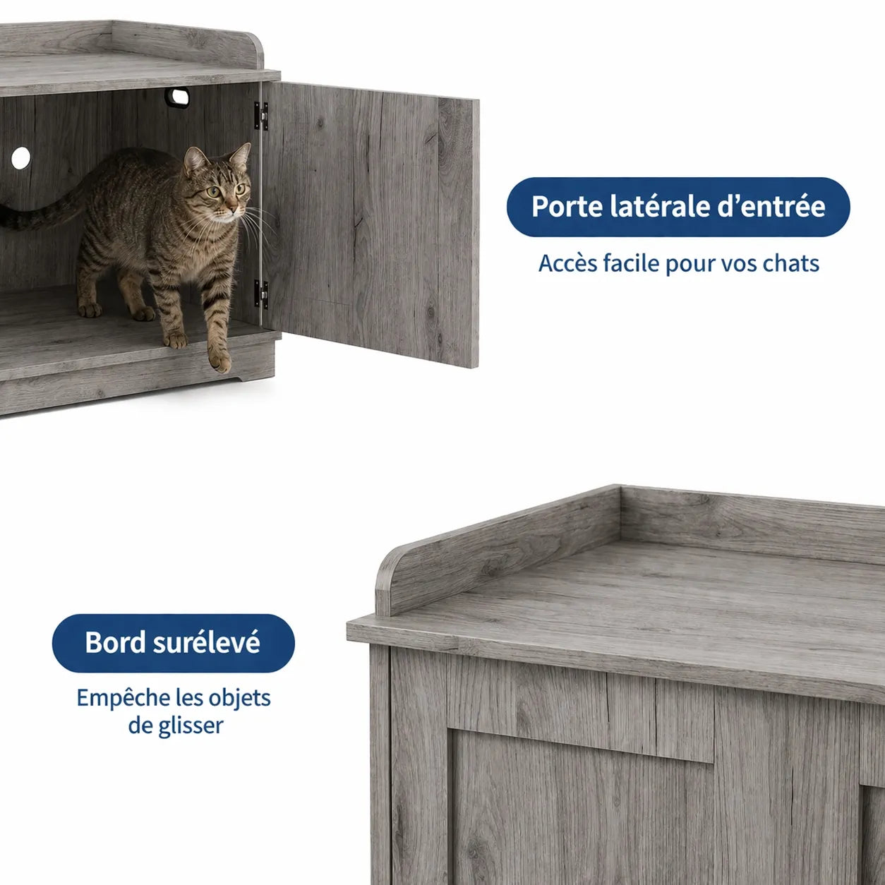 Meuble litière chat bois - Armoire Bois Dissimulée pour Chat