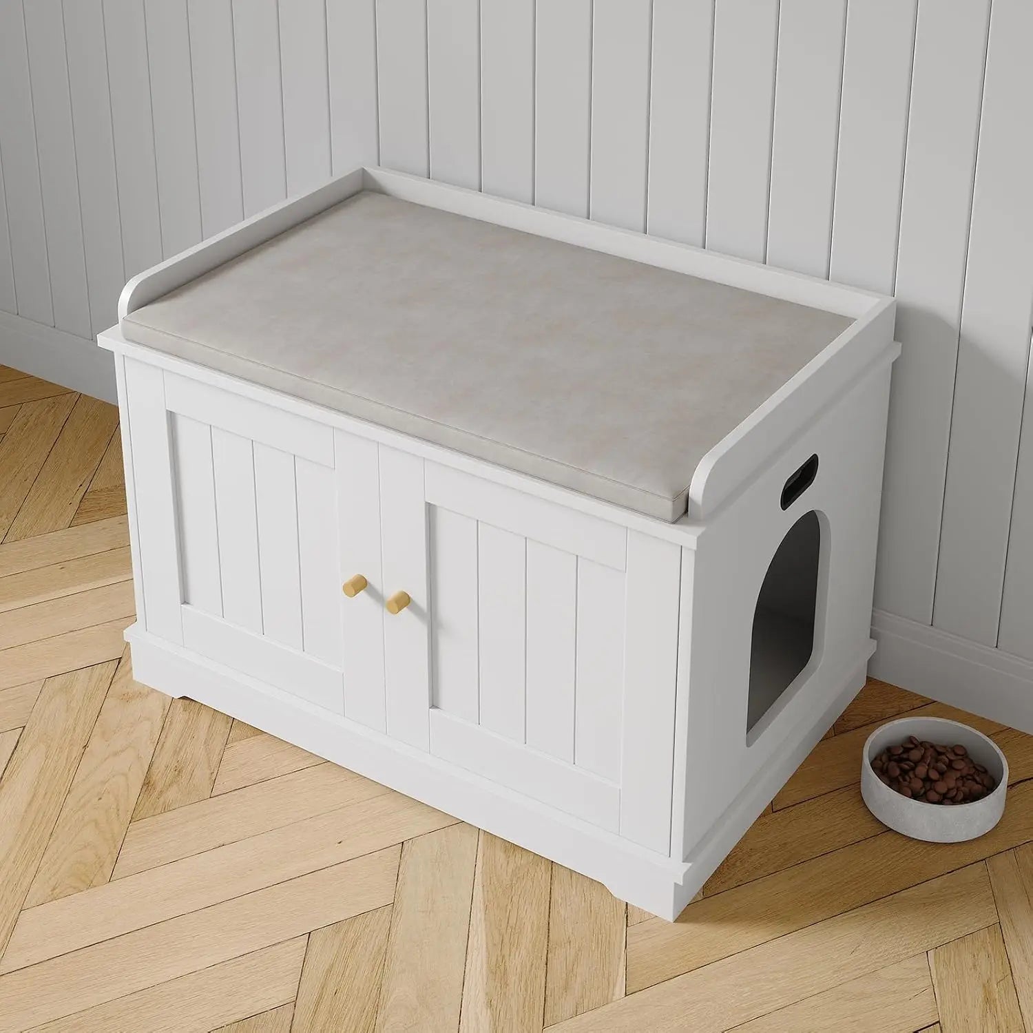 Meuble litière chat bois - Armoire Bois Dissimulée pour Chat