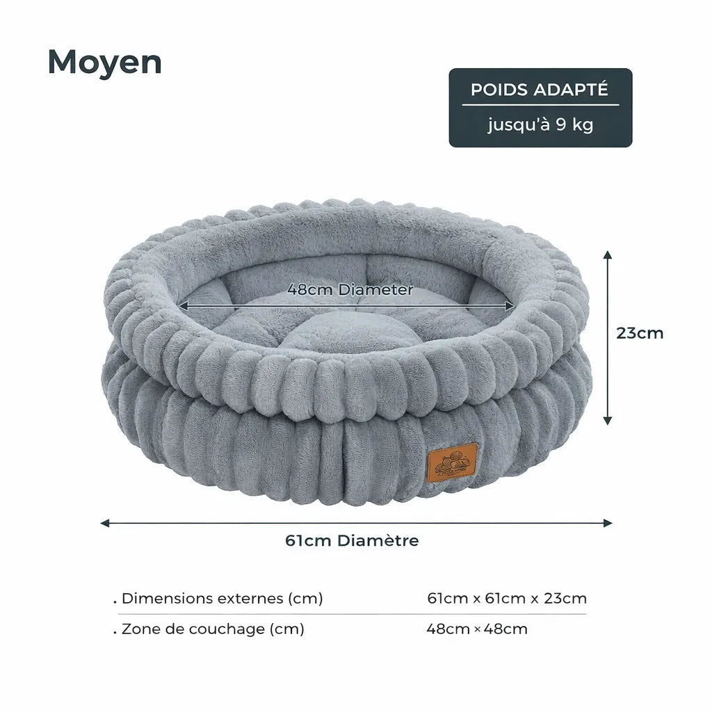 Panier à chats - Lit rond lavable toutes saisons