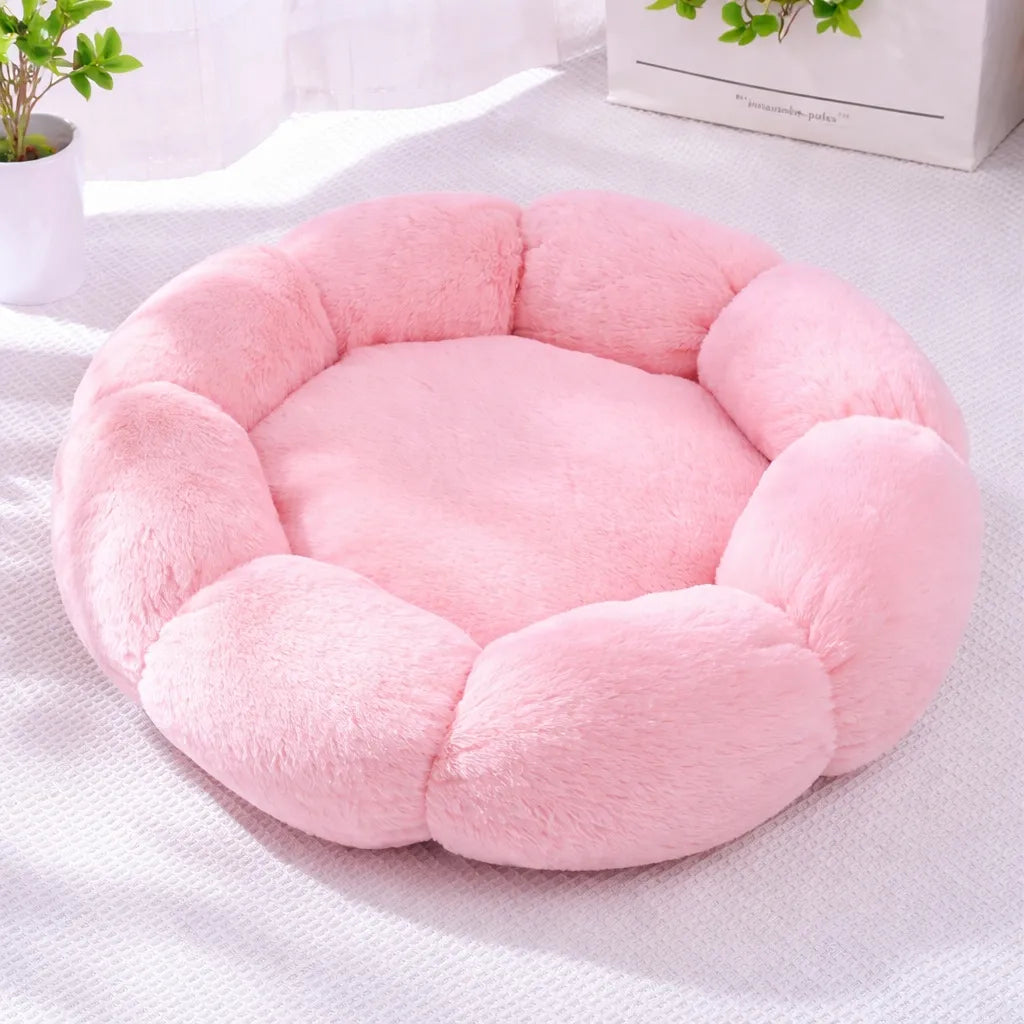 Panier chat fleur coton respirant - Lit rond 2 tailles 4 coloris