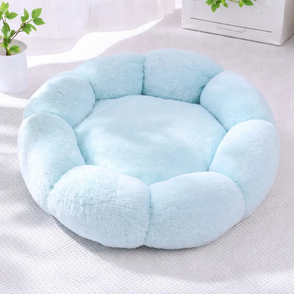 Panier chat fleur coton respirant - Lit rond 2 tailles 4 coloris
