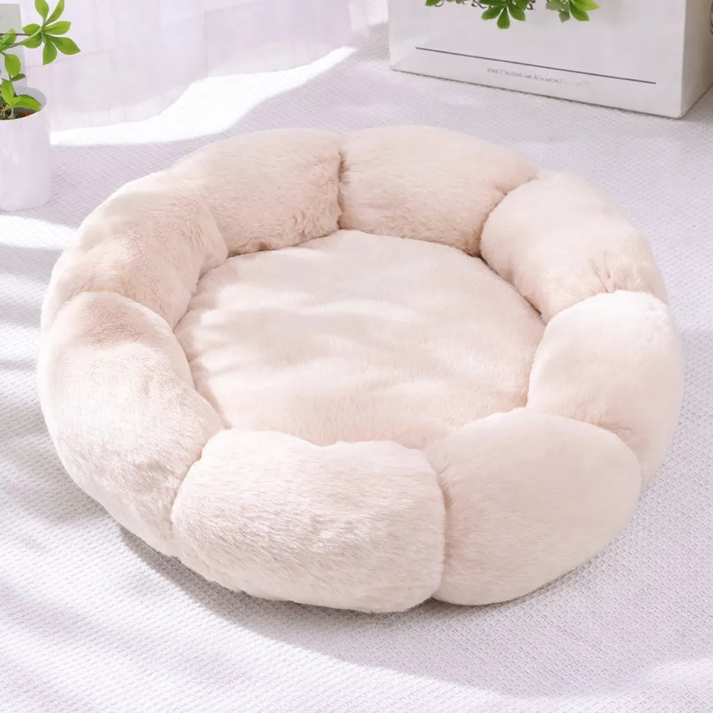 Panier chat fleur coton respirant - Lit rond 2 tailles 4 coloris