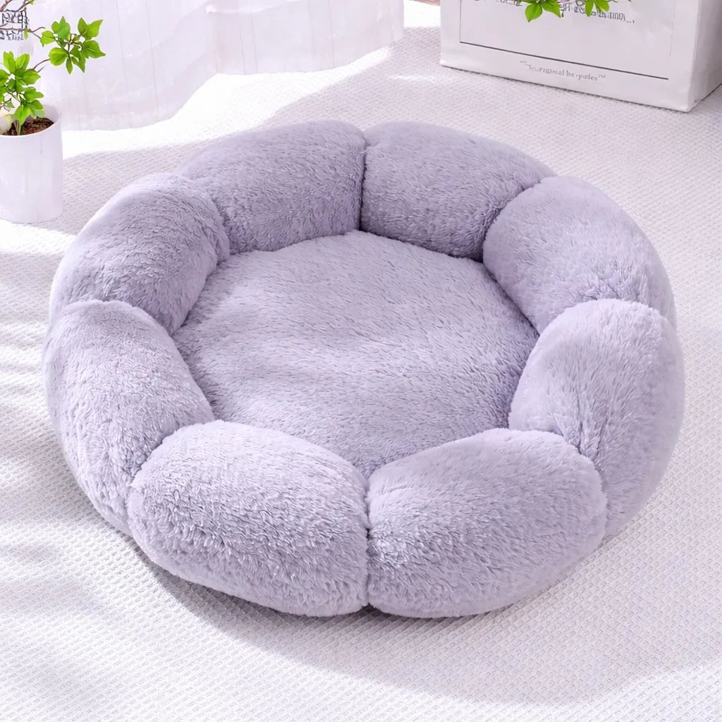 Panier chat fleur coton respirant - Lit rond 2 tailles 4 coloris