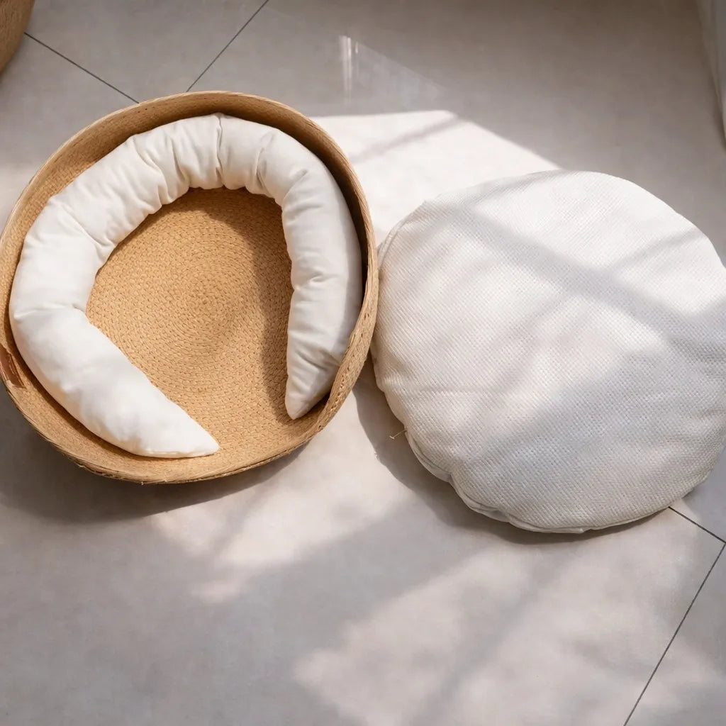 Panier en osier pour chat - Lit douillet toutes saisons