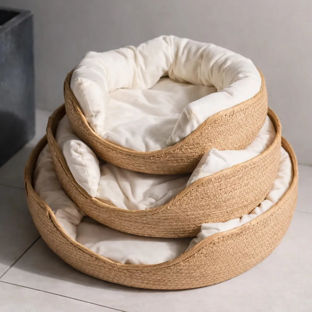 Panier en osier pour chat - Lit douillet toutes saisons