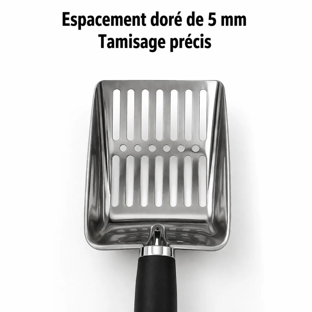 Pelle à litière en métal - Longue poignée et filtrante en inox