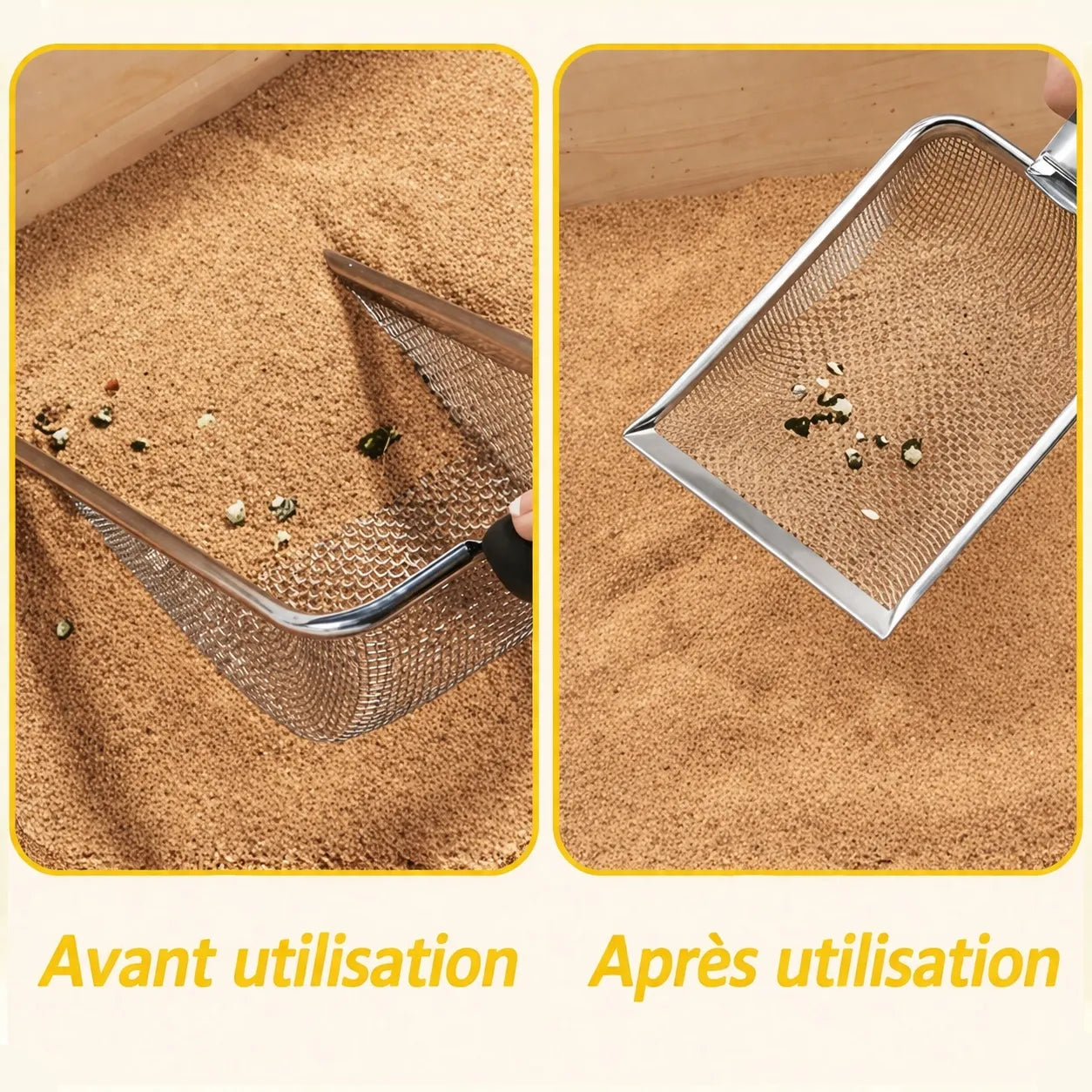 Pelle à litière pour chat - Acier inoxydable durable