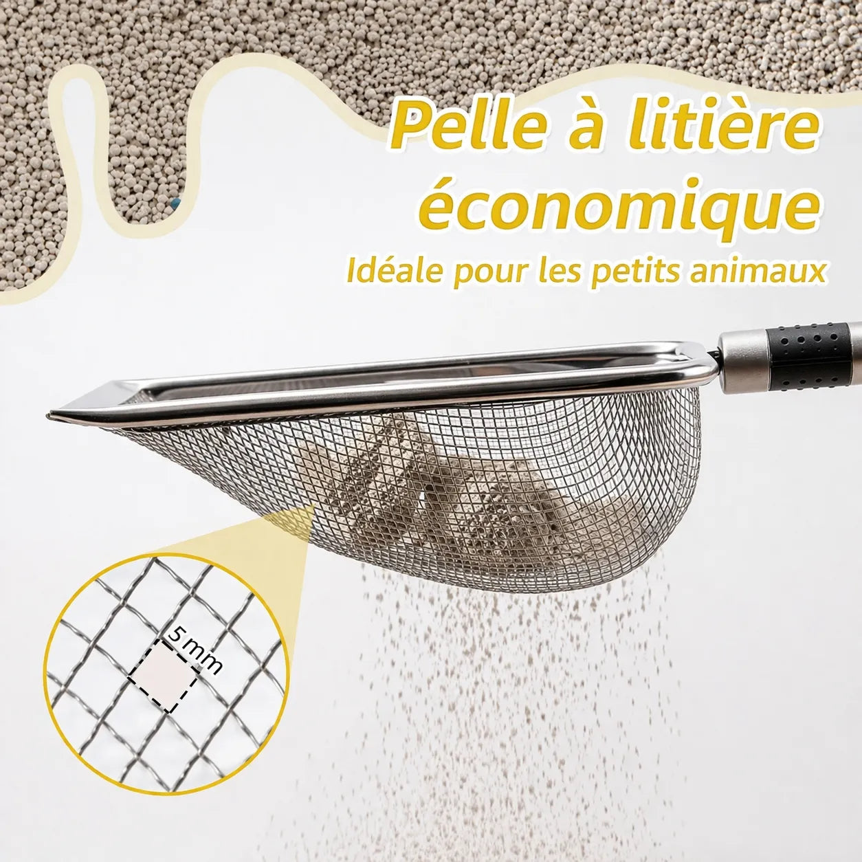 Pelle à litière pour chat - Acier inoxydable durable
