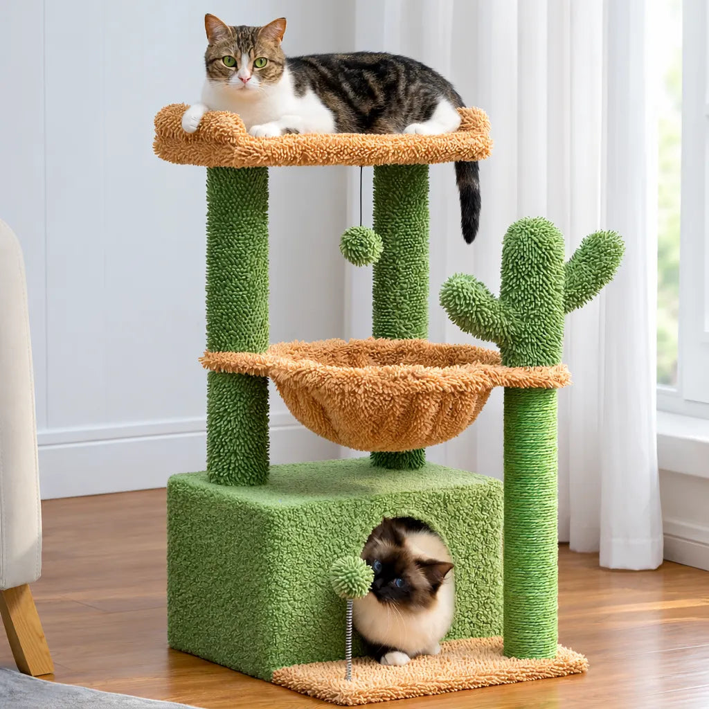 Petit arbre a chat avec hamac - Niche hamac griffoir sisal