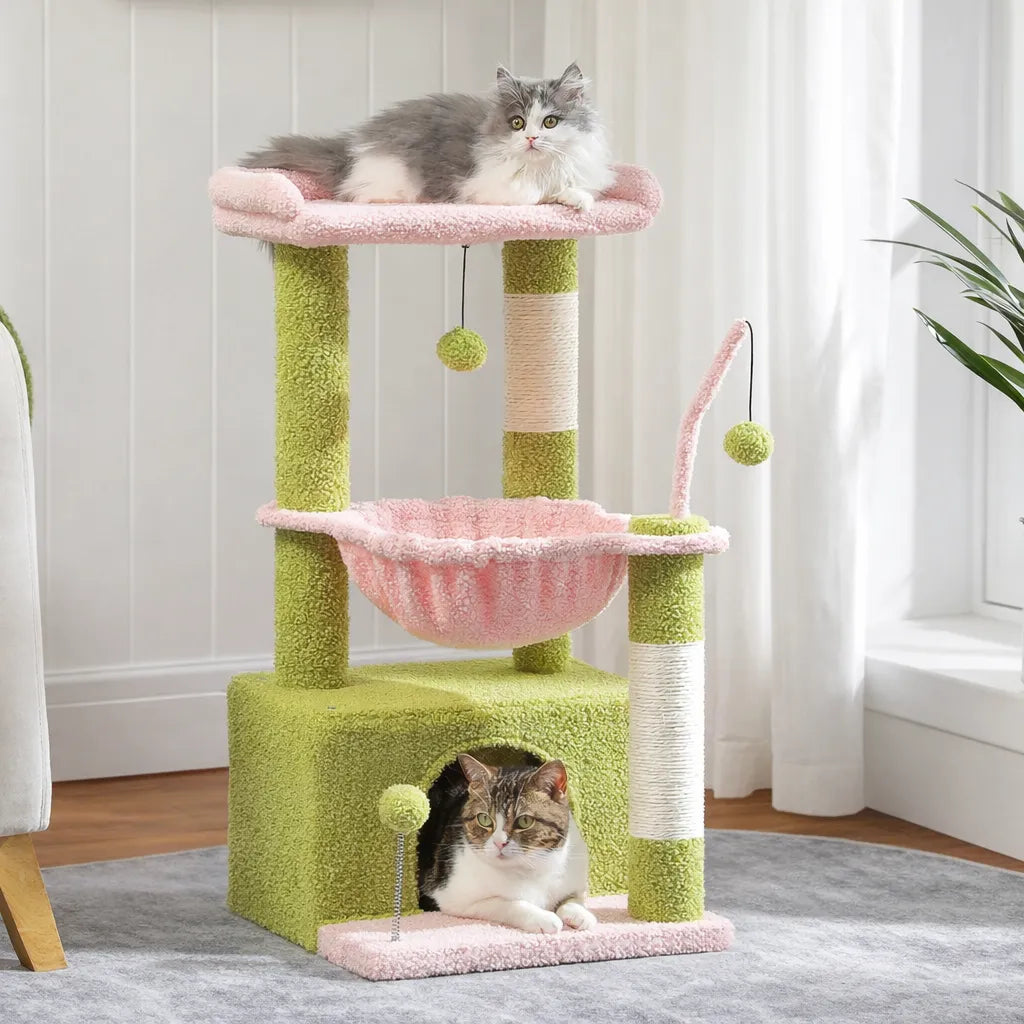 Petit arbre a chat avec hamac - Niche hamac griffoir sisal