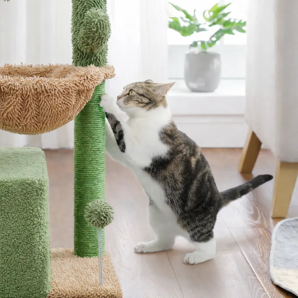 Petit arbre a chat avec hamac - Niche hamac griffoir sisal