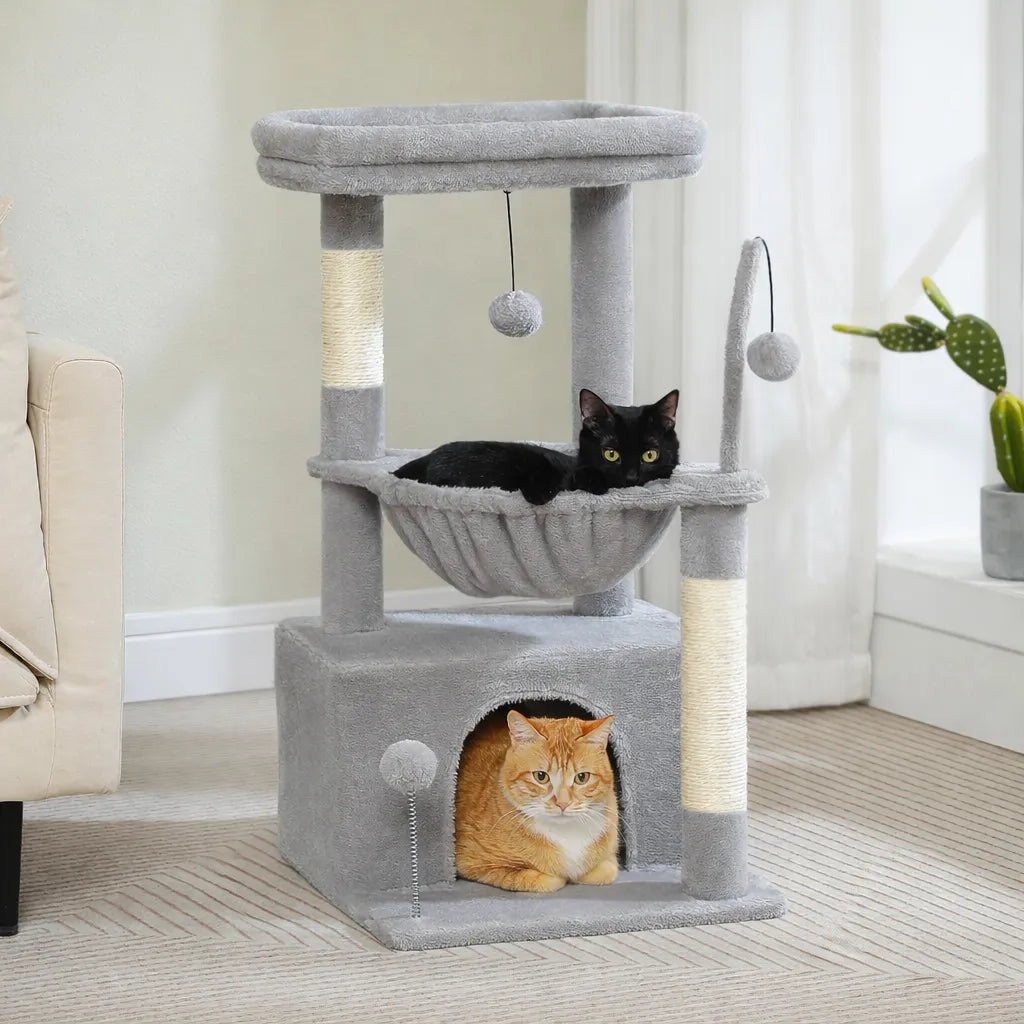 Petit arbre a chat avec hamac - Niche hamac griffoir sisal