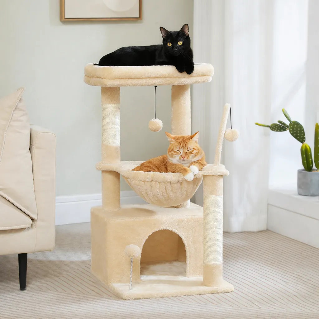 Petit arbre a chat avec hamac - Niche hamac griffoir sisal