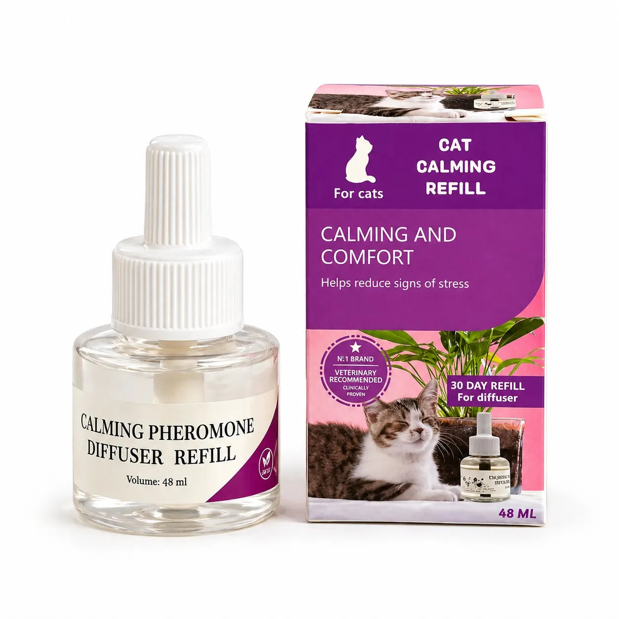 Phéromone chat diffuseur 48 ml - Recharge apaisante 30 jours