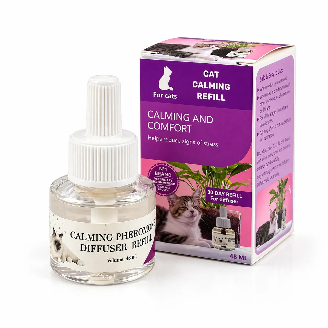 Phéromone chat diffuseur 48 ml - Recharge apaisante 30 jours
